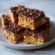 Butterfinger Rice Krispie Treat with Chocolate