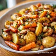 Sheet Pan Roasted Potatoes Beans and Carrots with Garlic