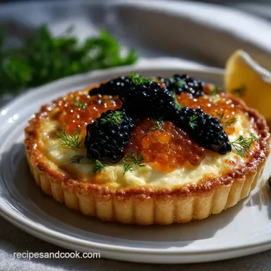 Perfectly Chic And Easy New Years Eve Caviar Tart Recipe Card