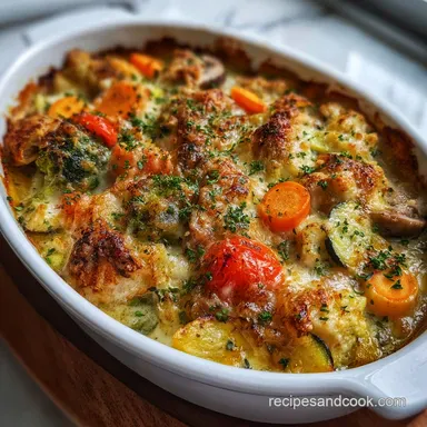 Chicken Vegetable Casserole: Crispy Baked Cheddar Panko
