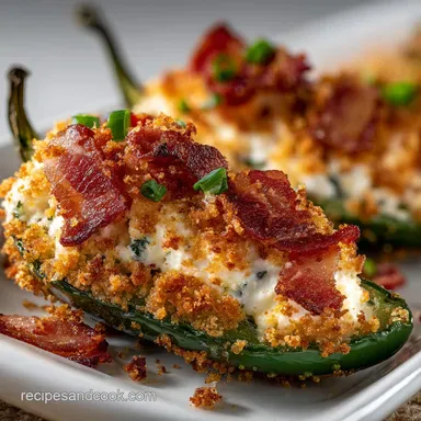 Mouthwatering Jalapeno Popper with Creamy Ranch Filling and Bacon: Oven-Only Recipe Card
