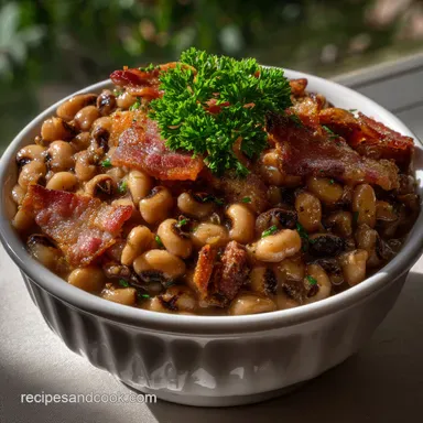 The Best Creamy Southern Black Eyed Peas with Bacon Recipe Card