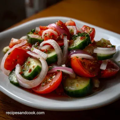 Cucumber Tomato Onion Salad: Zesty, Crisp, and Easy Side Recipe Card