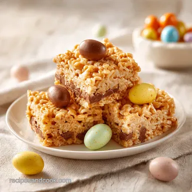 Easter Rice Krispie Treats with Chocolate Eggs in 20 Minutes
