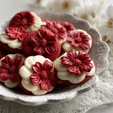 Easy Hershey's Red Velvet Blossoms Cookie with Chocolate Kisses for 24 Servings