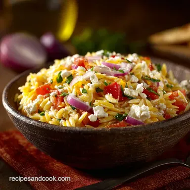 Summer Potluck Recipes: The Glorious Greek Orzo Salad with Feta Recipe Card