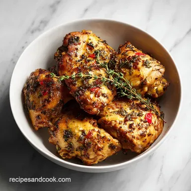 Thyme Chicken Thighs Recipe for 4 Servings Recipe Card