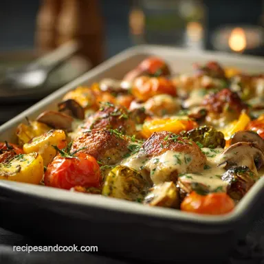 GlutenFree DairyFree Recipes: Zesty Tray Bake Dinner Creamy Sauce Recipe Card