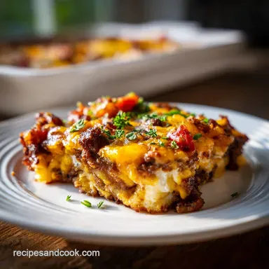 Cheesy Cheeseburger Casserole in a 9x13 Pan for 8 Servings