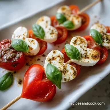 Delicious Valentines Day Finger Food Idea with Heart-Shaped Caprese Skewers