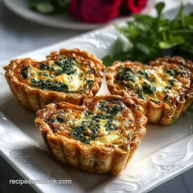 Mini Quiche Heart Adorable Brunch Tea Party Bite with Spinach: Crispy Baked Recipe Card