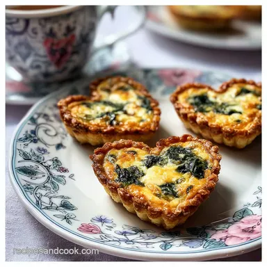 Mini Quiche Heart Adorable Brunch Tea Party Bite with Spinach: Crispy Baked