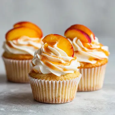 Honey Peach Cupcakes with Silky Frosting