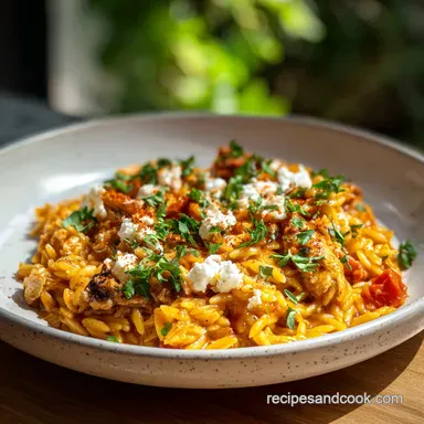 Greek Chicken Orzo Casserole with Lemon for 6 Recipe Card