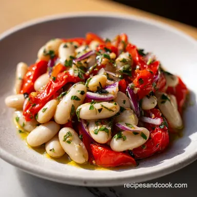 Mediterranean White Bean Salad for 4 Servings Recipe Card