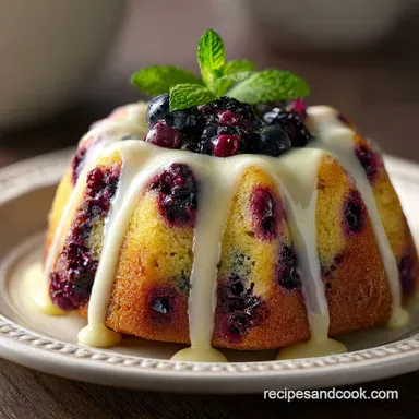 Mini Berry Bundt Cake with Cream Cheese Glaze for 12 Servings