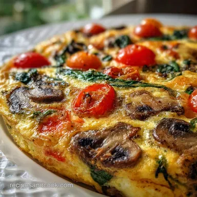 Mushroom Spinach Frittata for 4 Servings Recipe Card