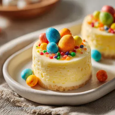 Easy Easter No Bake Cheesecake with Silky Vanilla Cream Filling Recipe Card