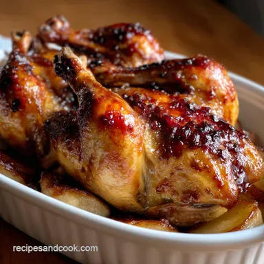 Quail Recipes: Roast with Sticky Apple Easy Cider Glaze Recipe Card