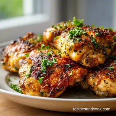 Roasted Garlic Chicken Thighs for 8 Servings Recipe Card