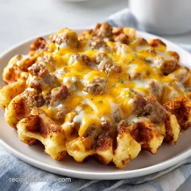 Sausage and Waffle Casserole for 7 Servings: Golden Brown