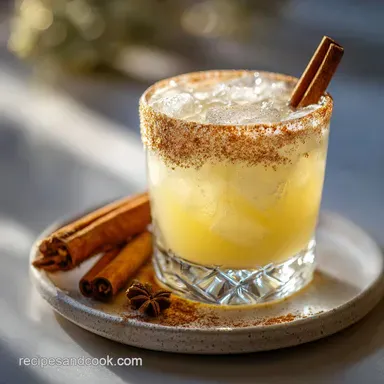 Spiced Christmas Margarita Cocktail with Cinnamon for the Holiday Season Recipe Card