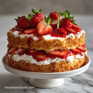 Strawberry Angel Food Dessert No-Bake Recipe Card