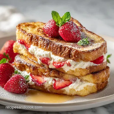 Strawberry Cream Cheese Stuffed French Toast Ready in 30 Min Recipe Card