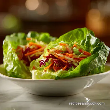 Thai Chicken Lettuce Wraps Recipe for 4 Servings Recipe Card