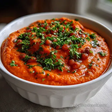 ALS Patient Recipes: Creamy High-Protein Red Pepper Pur&eacute;e Recipe Card