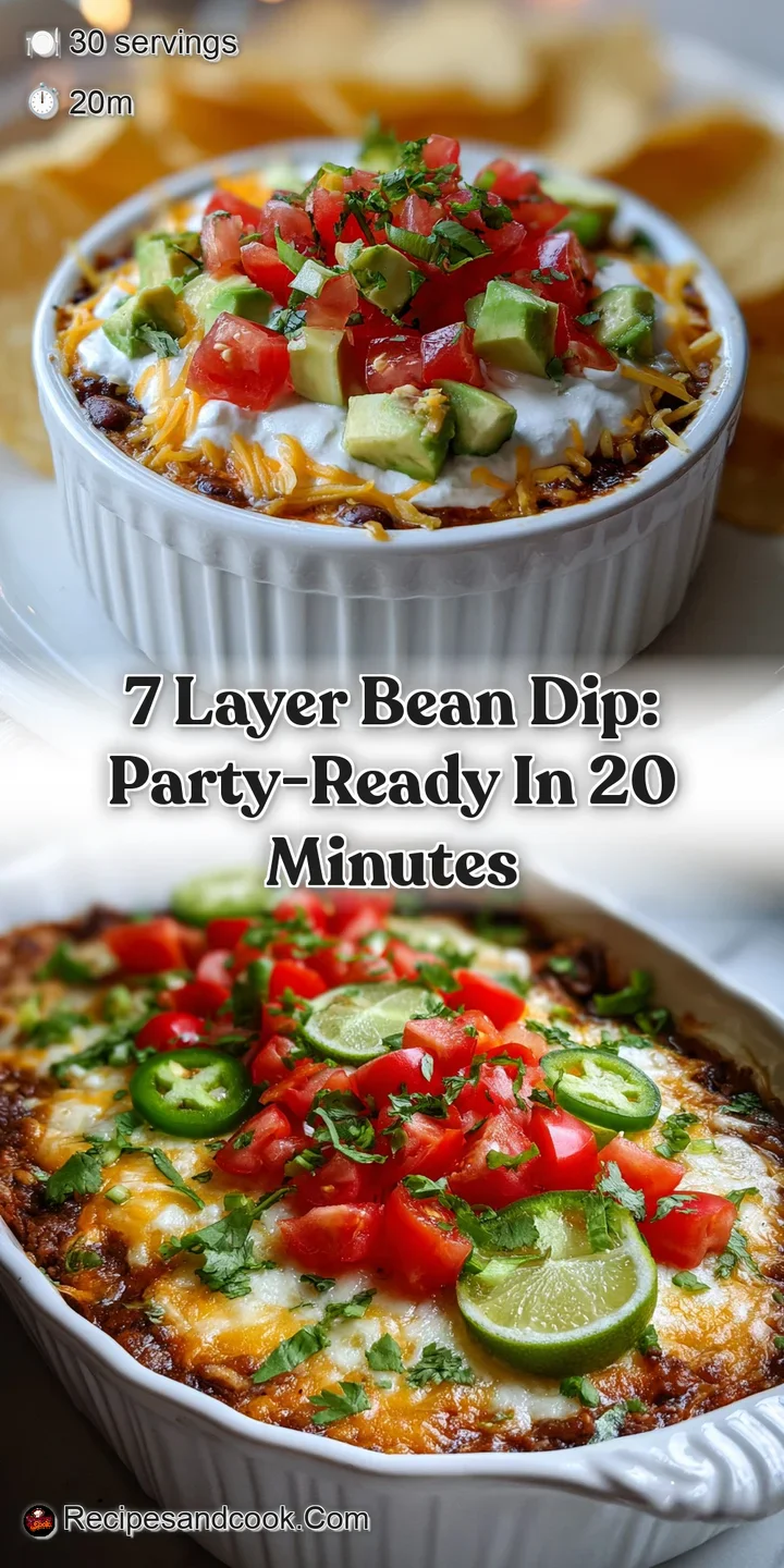 Close-up of a vibrant 7-layer dip showcasing the creamy textures of guacamole, sour cream, and colorful salsa.