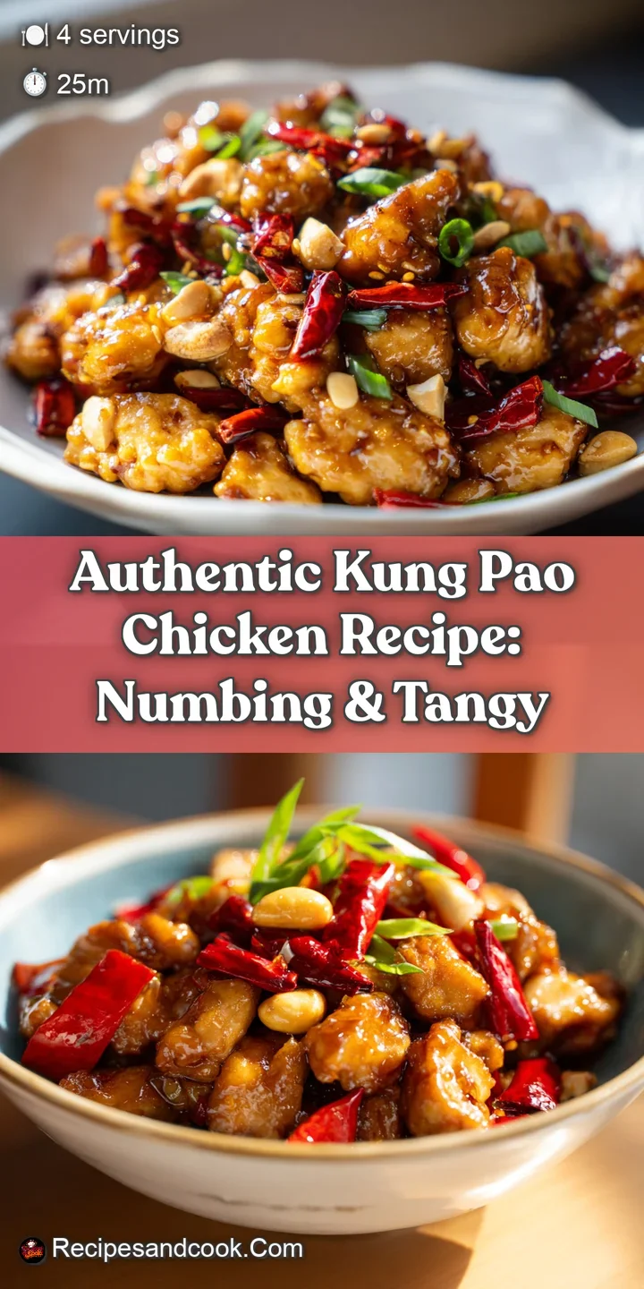 Close-up reveals the textures of Kung Pao Chicken. Shiny, dark sauce coats tender chicken, peanuts, and vibrant peppers.
