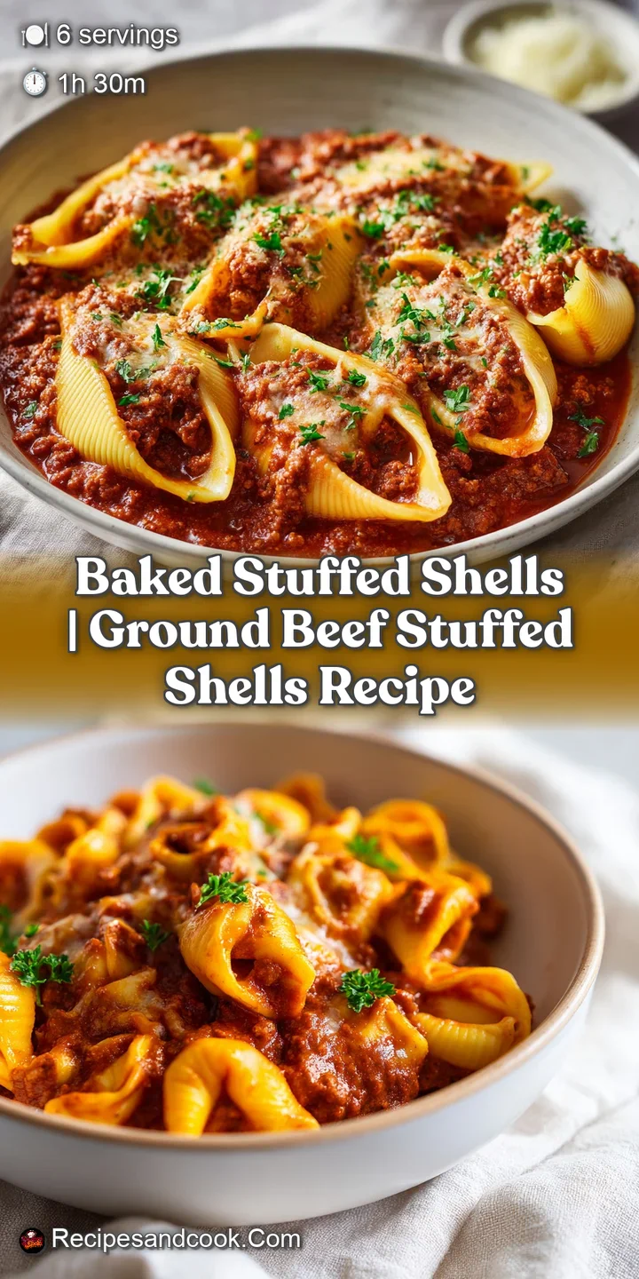 Extreme close-up of bubbly, toasted mozzarella cheese atop a tender pasta shell with savory beef and red sauce