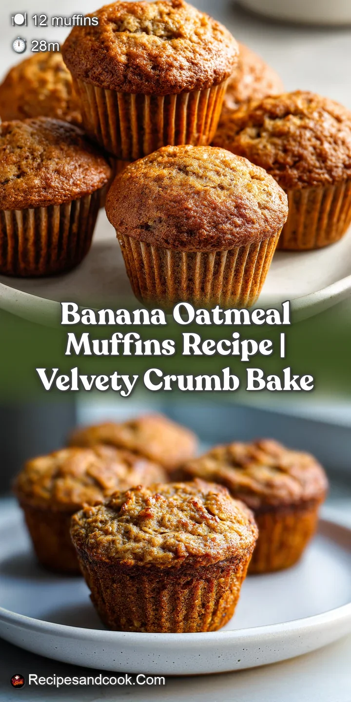 Close-up of a banana oatmeal muffin. Bumpy and brown crust with visible pieces of banana. Steam rising slightly. Delicious...