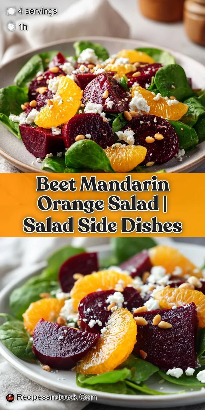 Close-up of juicy mandarin oranges and tender roasted beets drizzled with a shimmering balsamic glaze and sea salt.