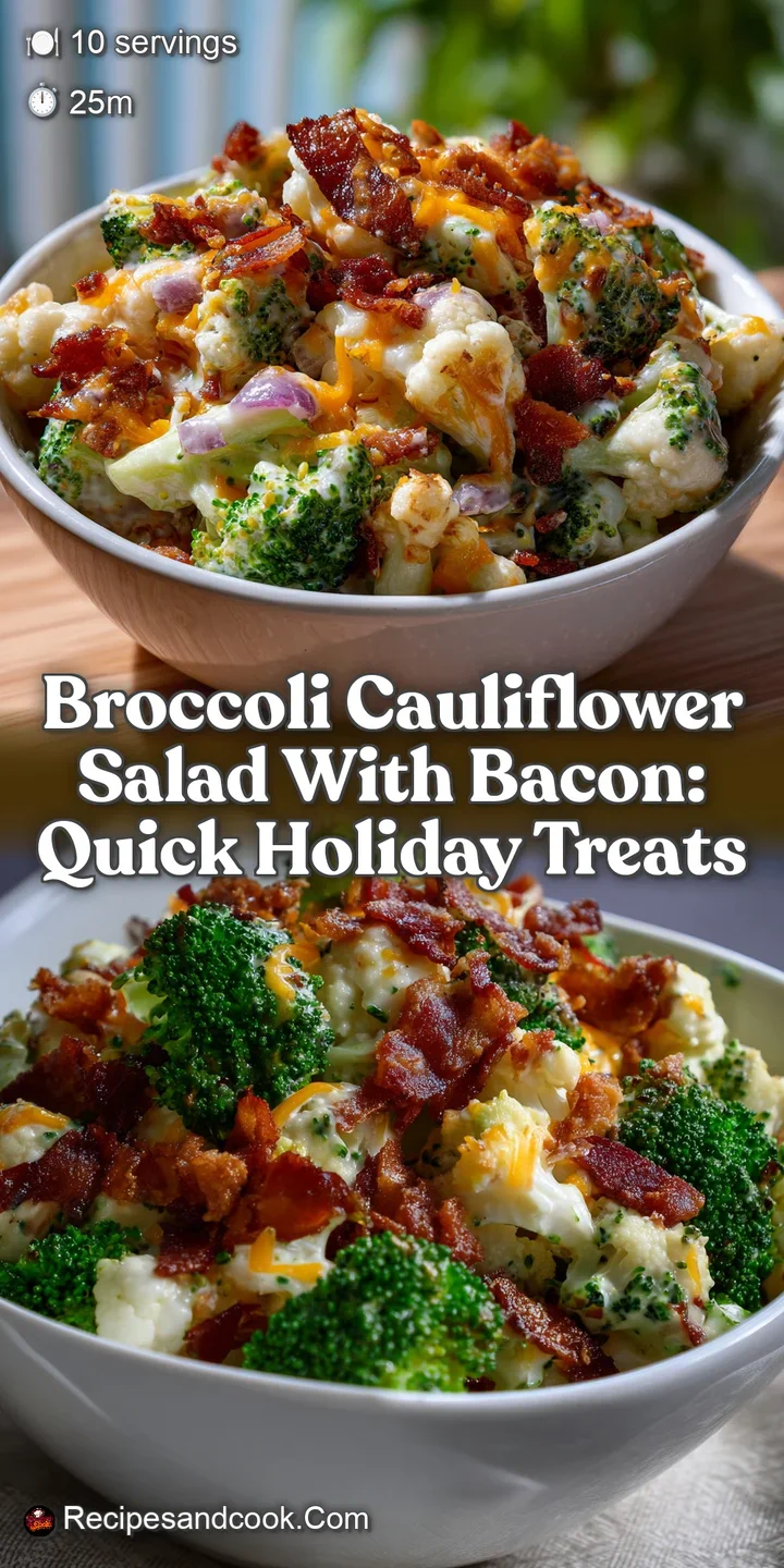 Broccoli Cauliflower Salad with Bacon: Quick Holiday Treats