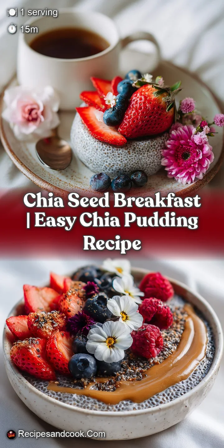 Close-up of chia seed pudding; creamy texture with burst of colorful blueberries and raspberries. A wholesome, delightful ...
