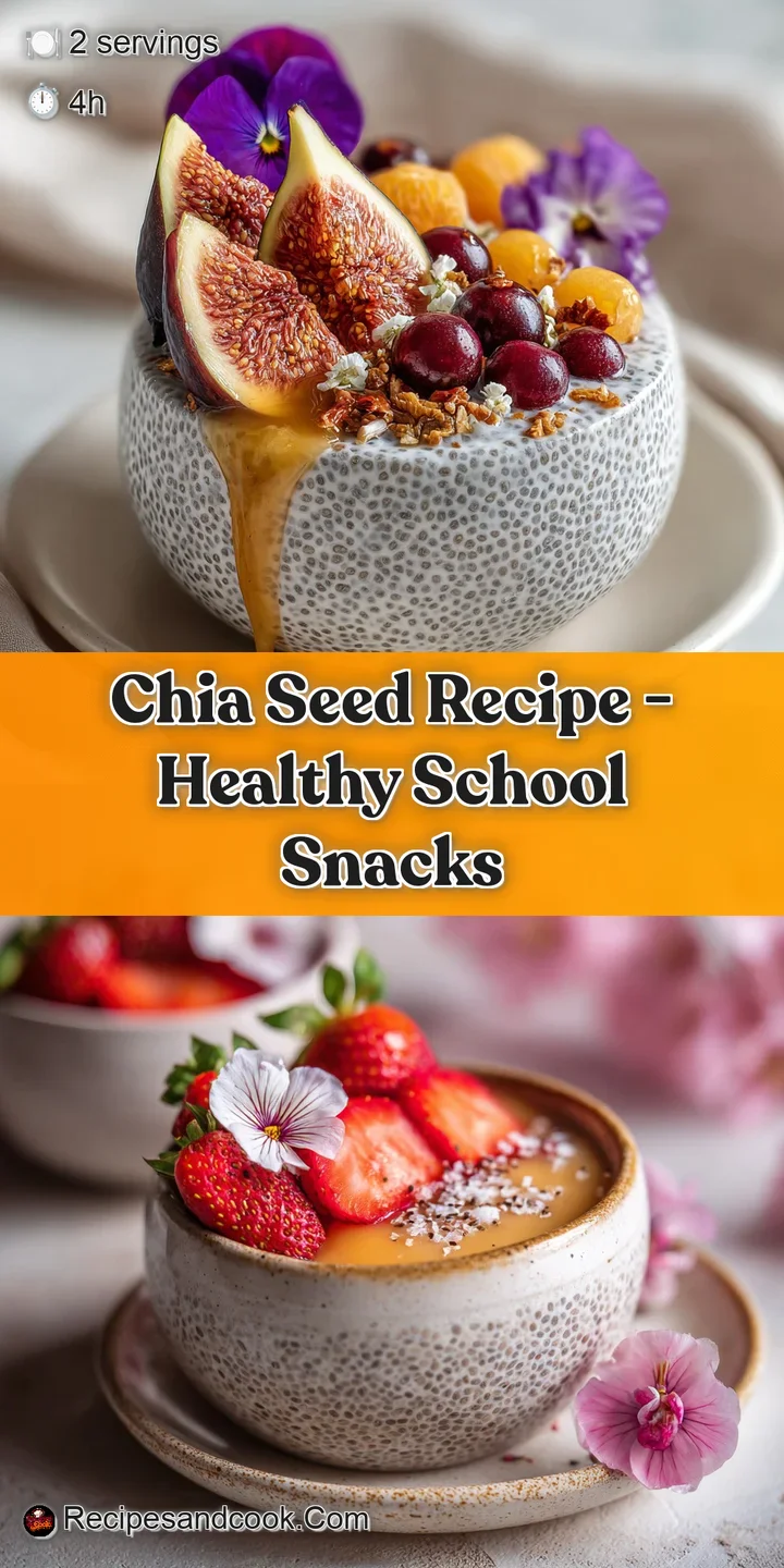 Close-up of glistening chia seeds suspended in creamy coconut milk, topped with juicy raspberries and toasted almond slice...