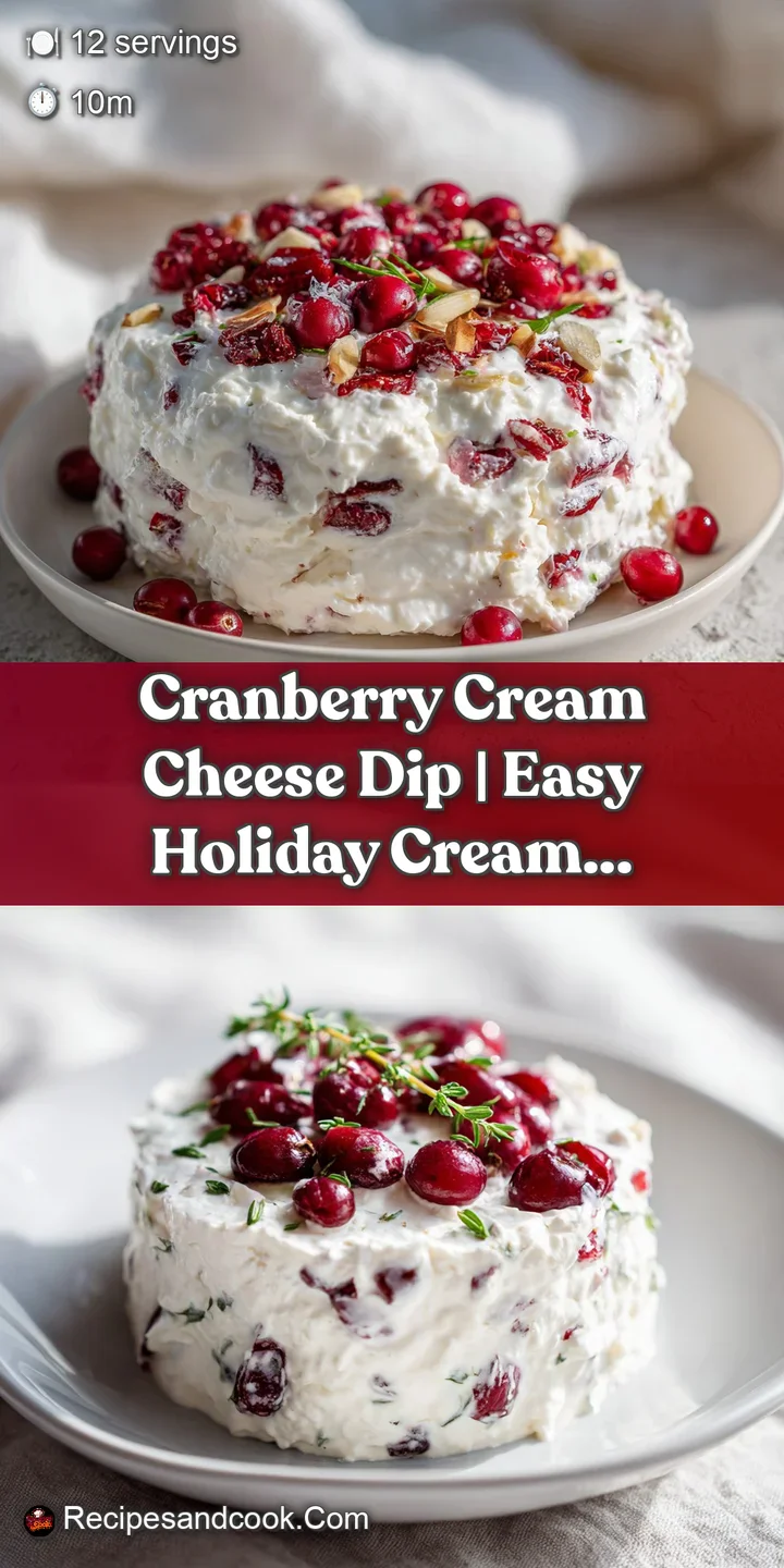 Close-up of swirls of tart cranberry sauce and rich cream cheese, topped with pecans.