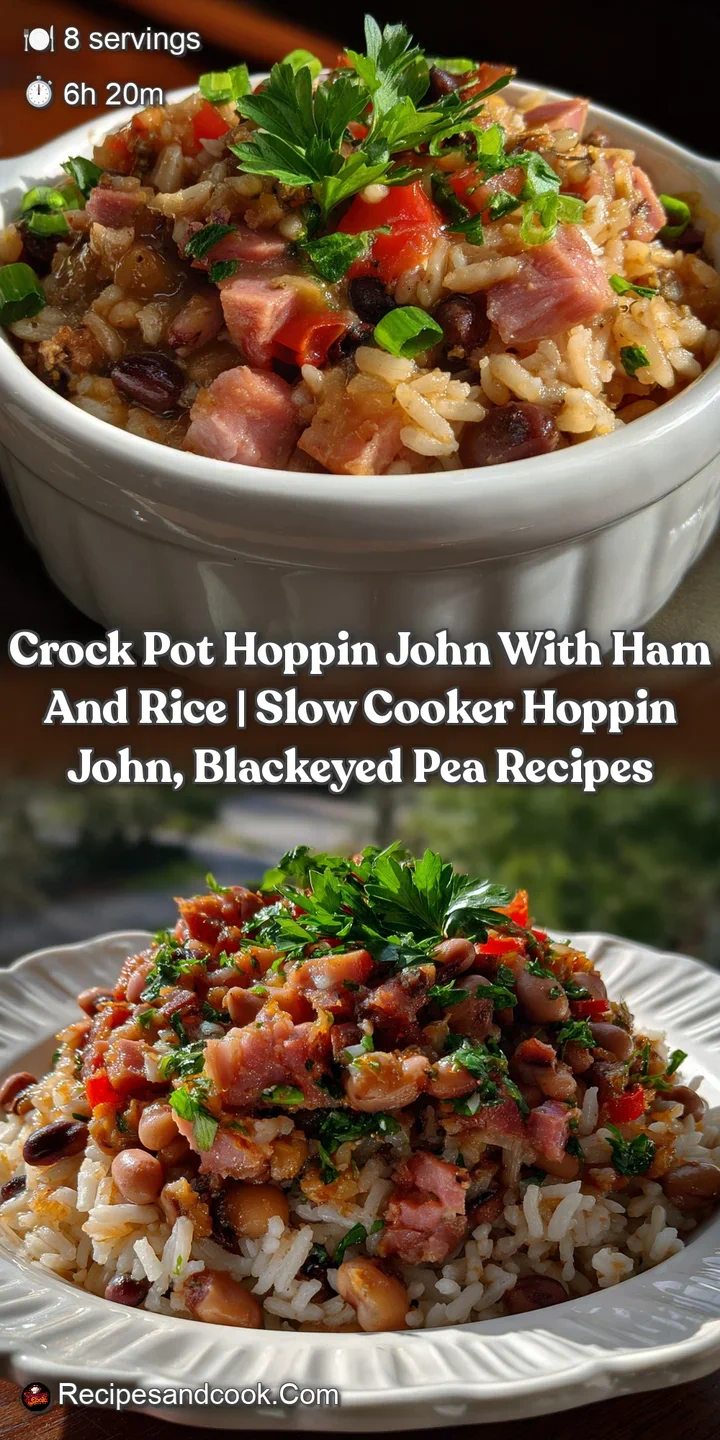 Close-up of the tender black-eyed peas and fluffy rice, with visible bits of savory ham. A symphony of textures and comfor...