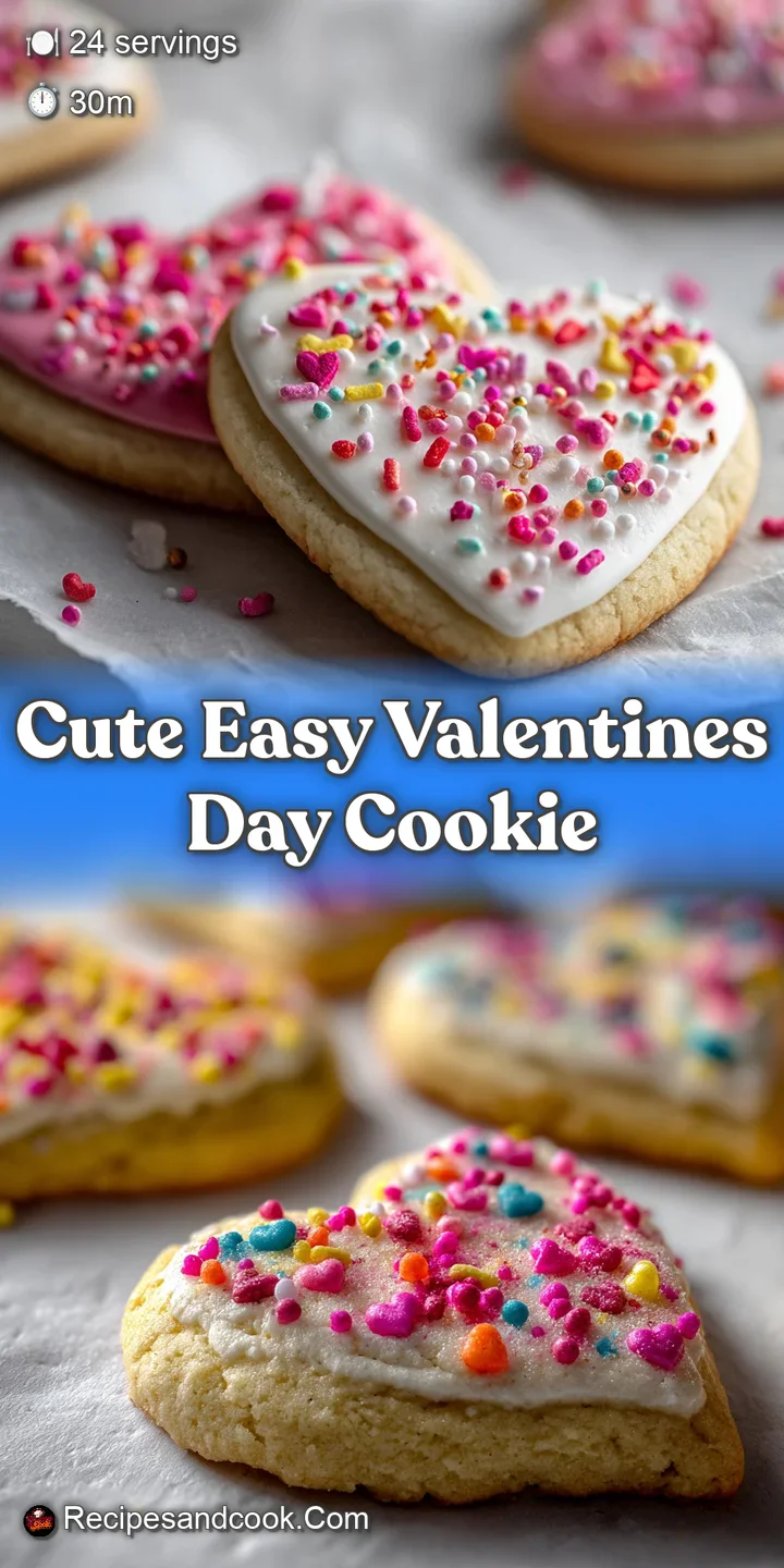 Close-up of a frosted heart cookie with smooth icing and sprinkles, hinting at a sweet and sugary taste.