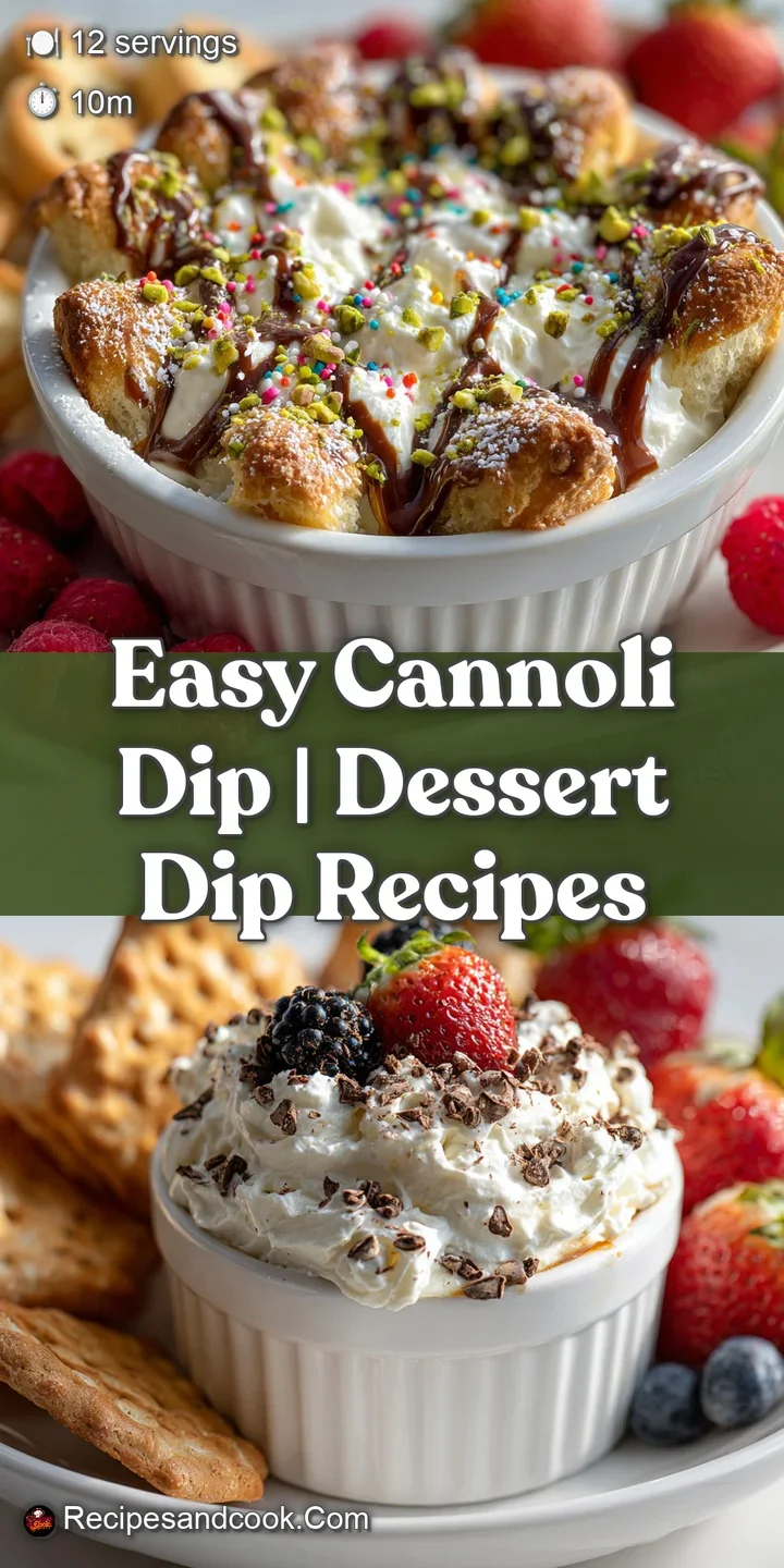 Close-up of rich, sweet cannoli dip with mascarpone, flecked with mini chocolate chips and crunchy pieces of fried pastry.