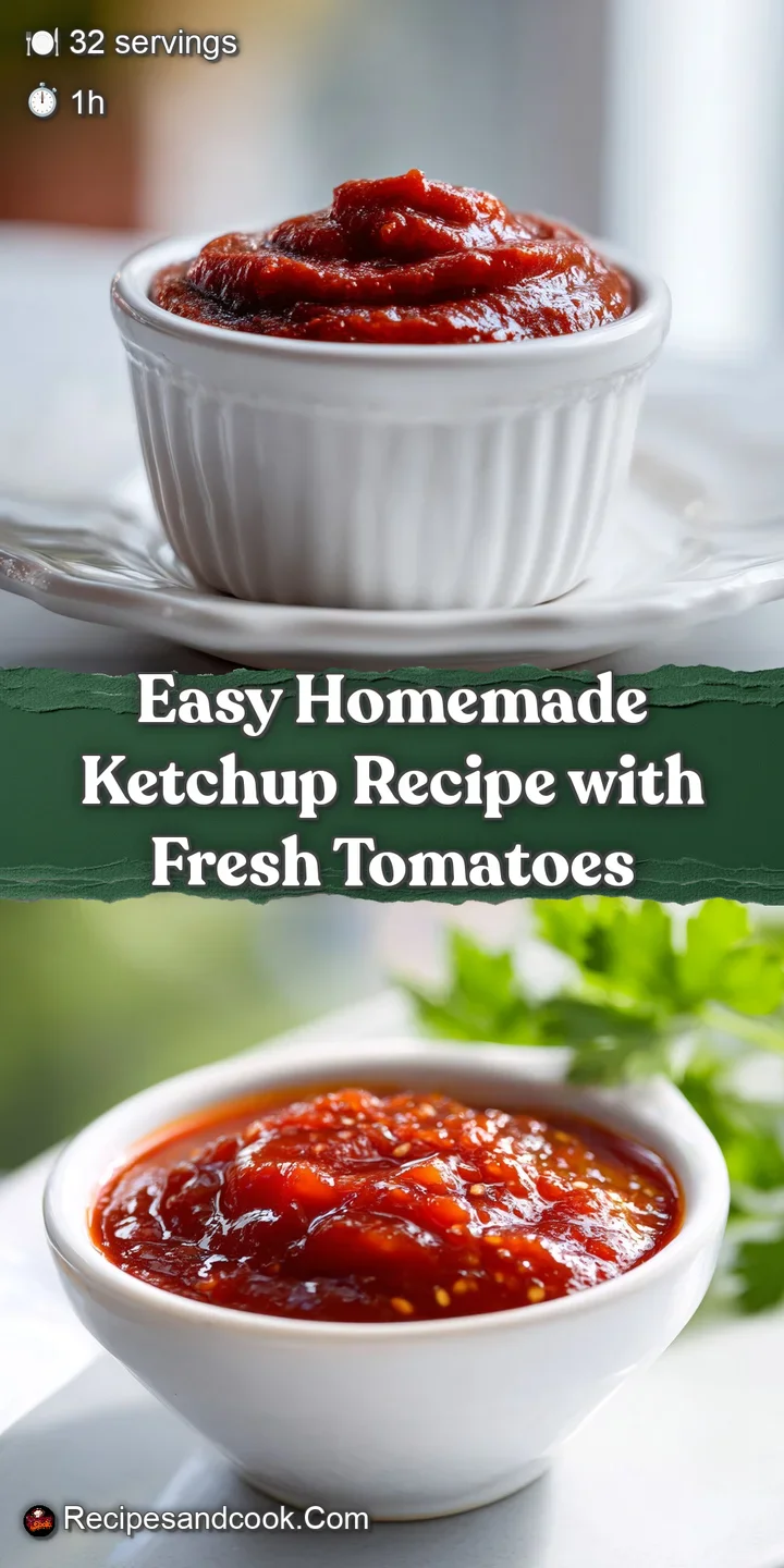 Close-up of vibrant red ketchup. Noticeable tomato pulp and seasoning flecks create a rich, textured appearance. Mouthwate...