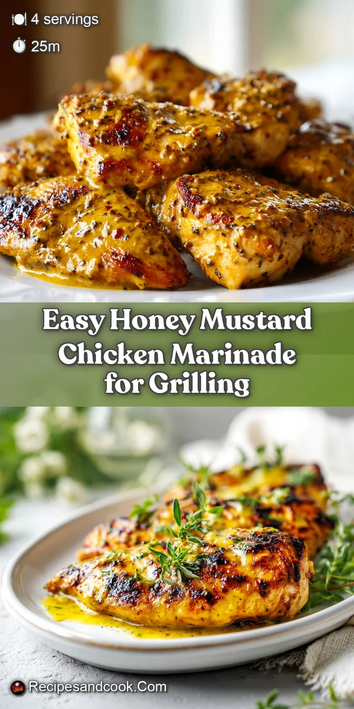 Close-up reveals the caramelized texture of honey mustard chicken, golden brown and bubbling, with flecks of herbs adding ...