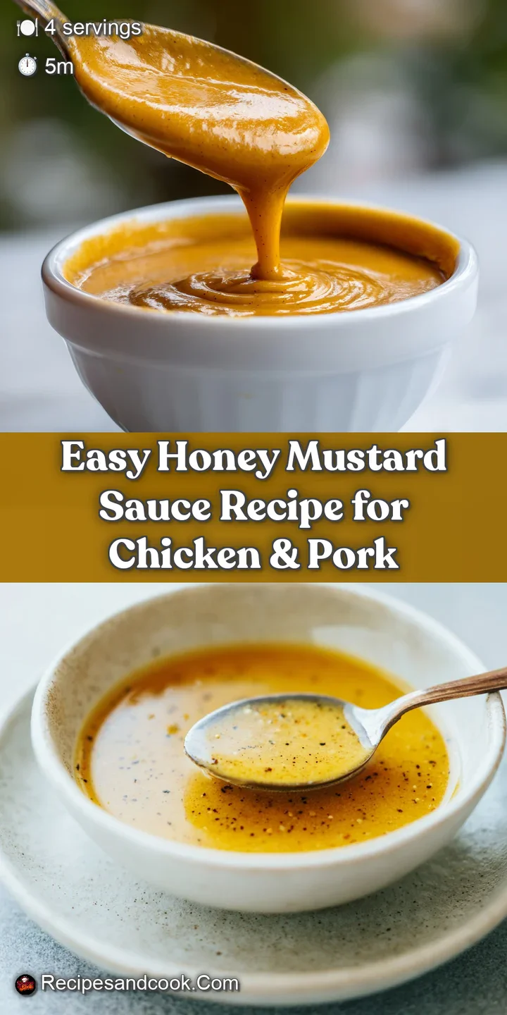 Close-up of glistening honey mustard sauce, showcasing its rich, smooth texture and inviting golden hue. Ready for dipping...