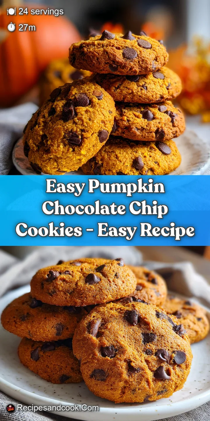 Close-up of a pumpkin cookie revealing moist interior dotted with melted chocolate chips. A warm, inviting, and delicious-...