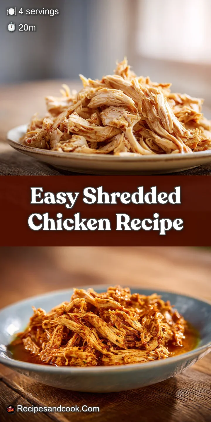 Close-up shot of juicy, flavorful shredded chicken, highlighting the tender texture and savory glaze, mouthwatering and ir...