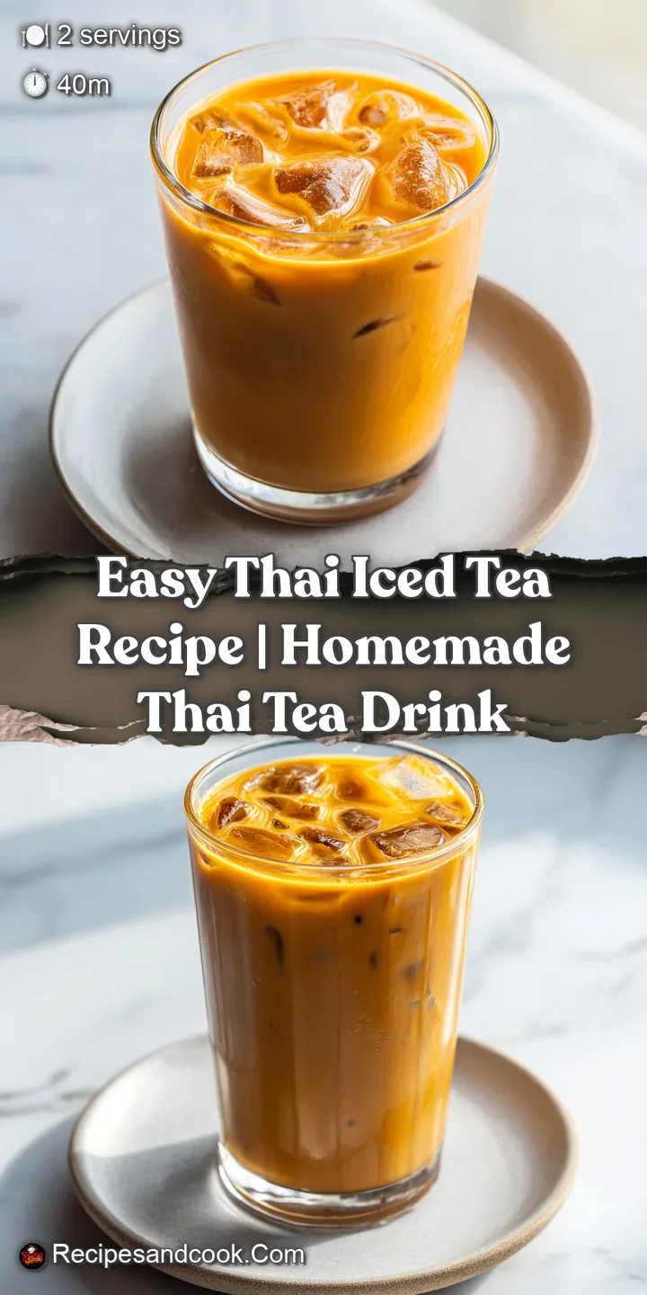 Close-up of frothy amber Thai iced tea in a glass, showing creamy white milk swirls.