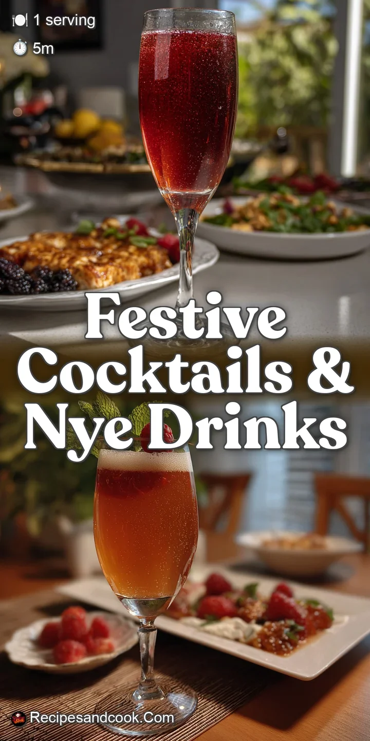 Close-up of a bubbling champagne cocktail; icy, effervescent, and bright; garnished with a single, juicy cranberry for a p...