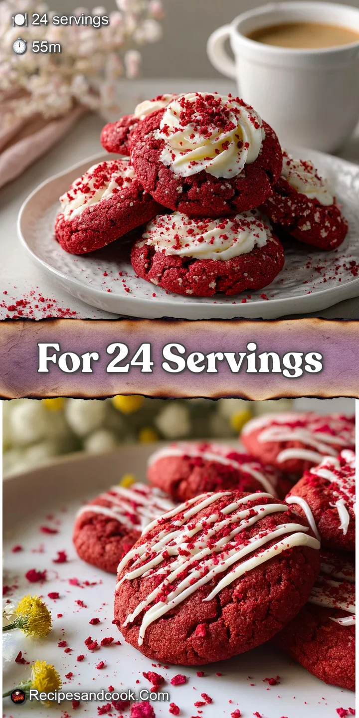 Close-up of a red velvet blossom cookie; soft, crinkled texture of the cookie meets the smooth, dark chocolate of the Hers...